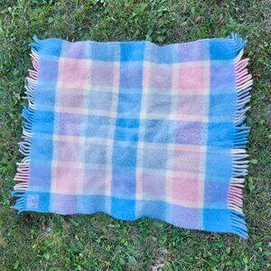 Vintage Otterburn Pram Rug Baby Blanket, Pure New Wool Pastel Throws